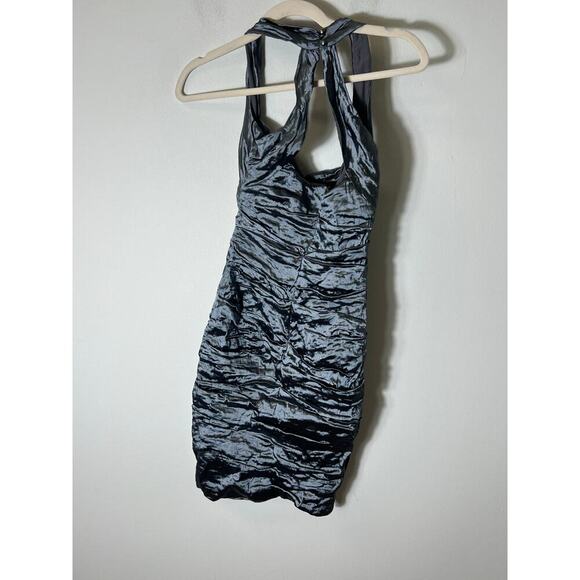 Nicole Miller Gray Ruched Mini Dress Sz 6 - Picture 2 of 3